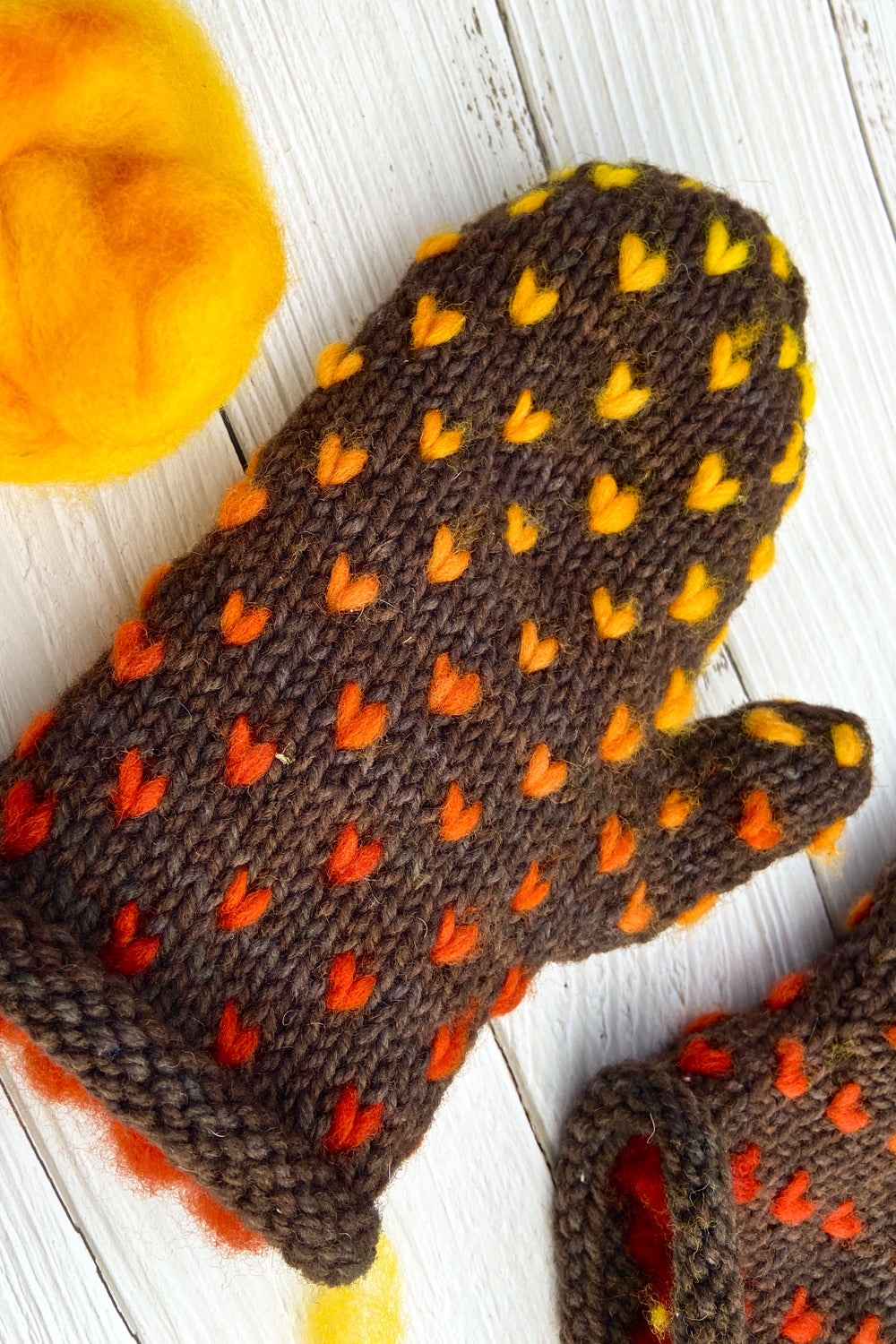 Heart's Delight thrummed mittens