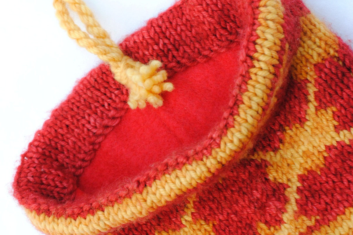 Handknit christmas stocking kit with felt lining