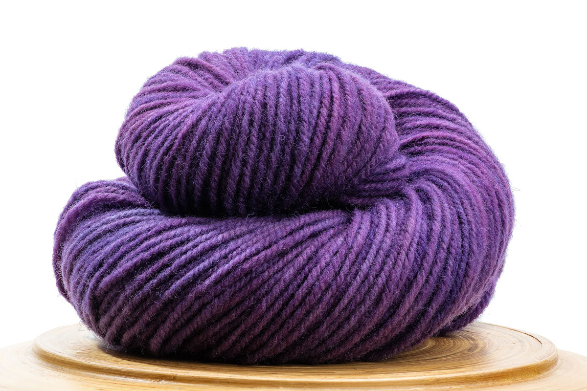 Sutton Canadian hand-dyed yarn in Wizard, a rich warm purple