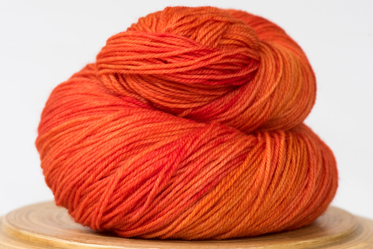 Blood Orange tonal vibrant fingering weight hand-dyed yarn