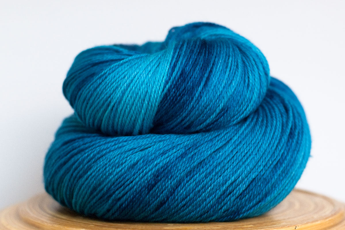 Fiji tonal bright blue fingering weight hand-dyed yarn