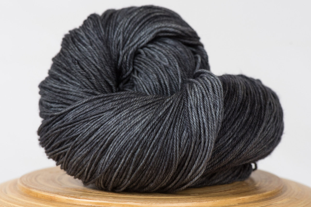 Graphite tonal dark grey fingering weight hand-dyed yarn