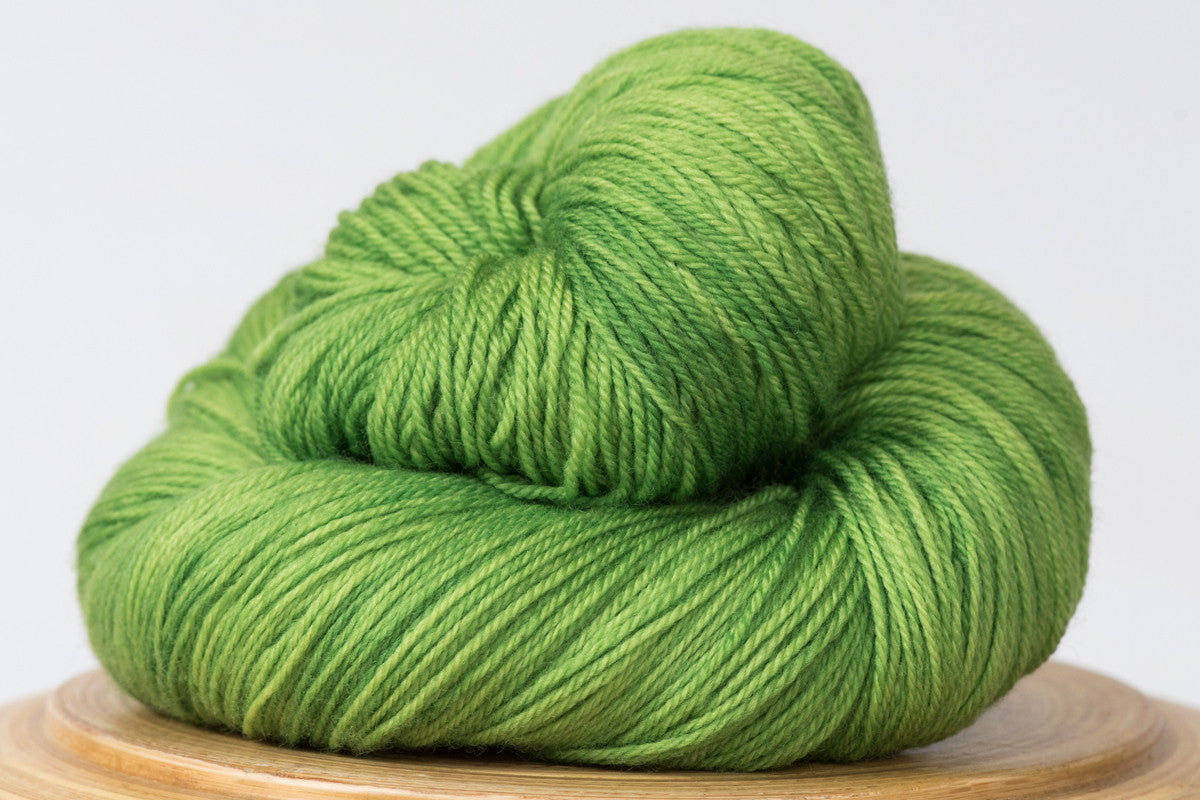 Grasshopper tonal bright green fingering weight hand-dyed yarn
