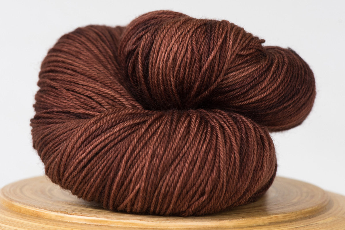 Hot cocoa tonal warm brown fingering weight hand-dyed yarn