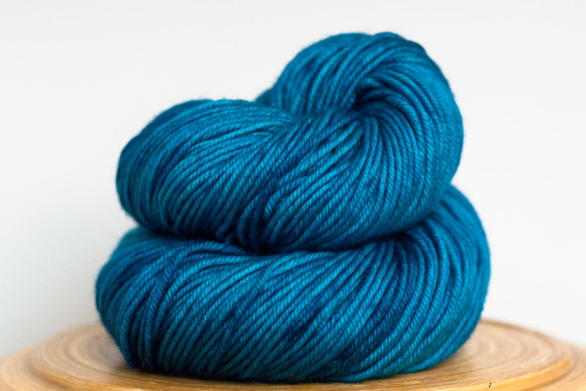 Fiji bright blue semi solid DK weight hand-dyed yarn
