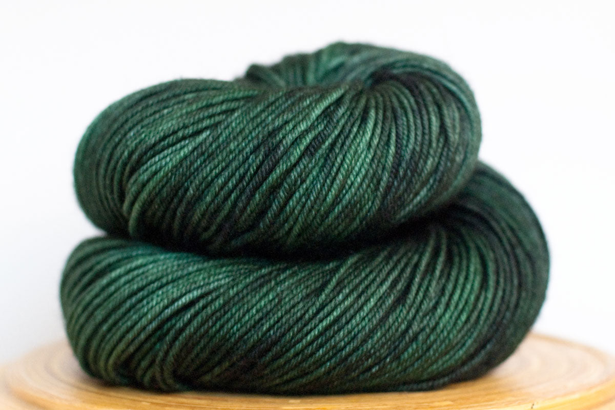 Kelp dark green semi solid DK weight hand-dyed yarn
