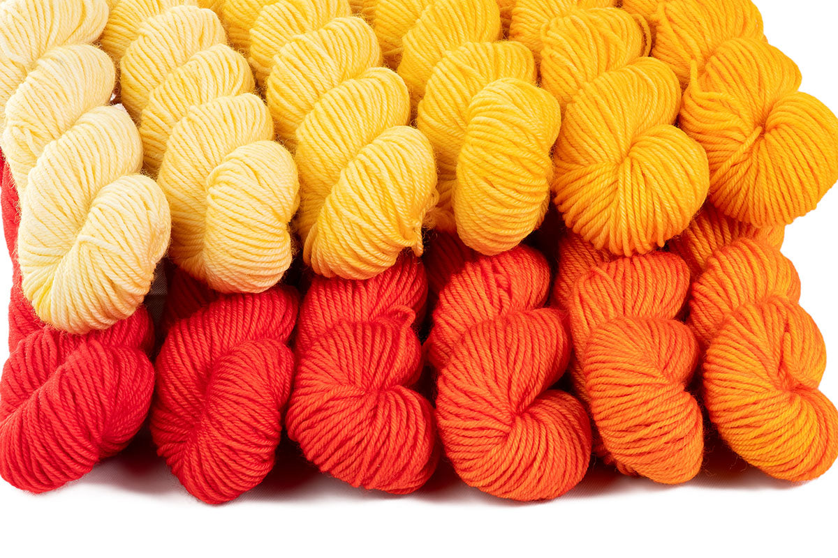 Crescendo hand-dyed gradient yarn set combination: Buttercup + Sunrise
