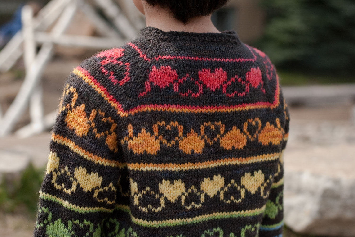 Rainbow Heart Sweater kid's knitting pattern - Sweet Paprika Designs