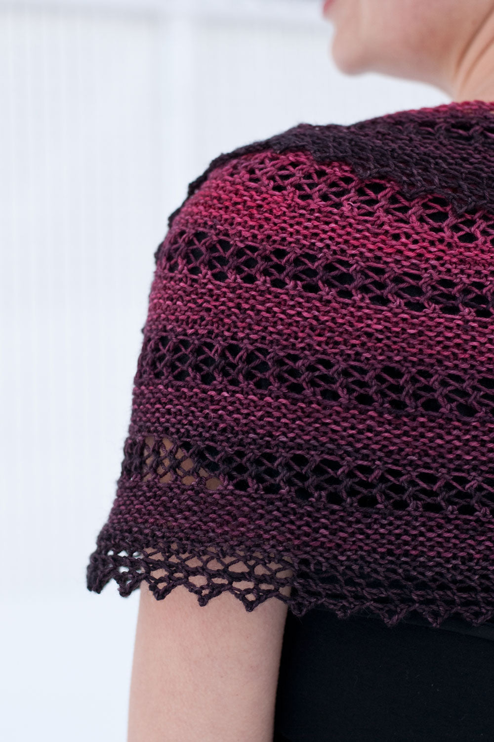 Back detail of shawlette knitting pattern