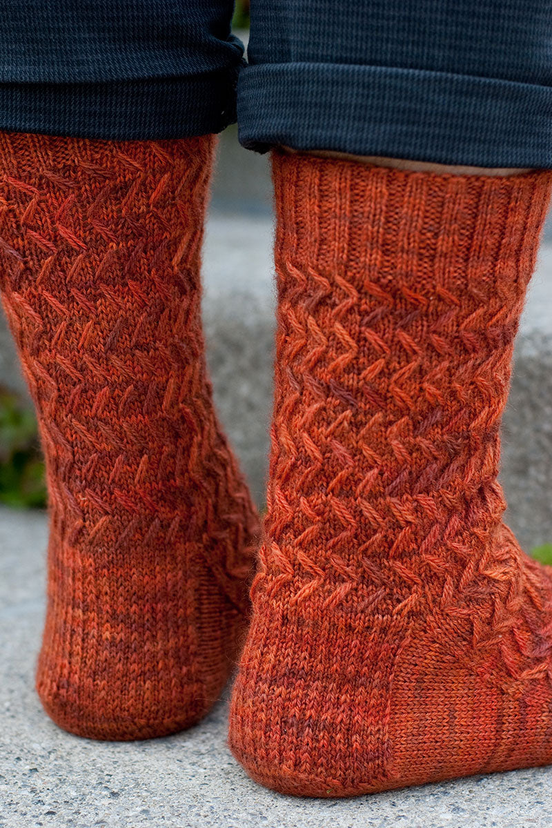 Wayfaring Stranger men's sock heel stitch detail