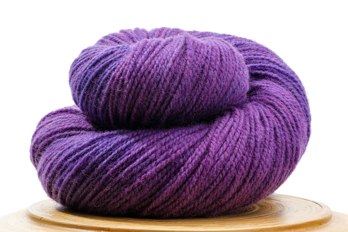 Winfield Canadian hand-dyed yarn in Wizard, a rich warm purple